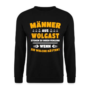 Wolgast Mann Wolgaster Männer - Unisex Pullover - Schwarz - Vorne - Alina (178cm) & Michal (187cm)