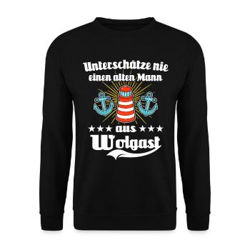 Wolgast Mann Wolgaster Männer - Unisex Pullover - Schwarz - Vorne - Alina (178cm) & Michal (187cm)