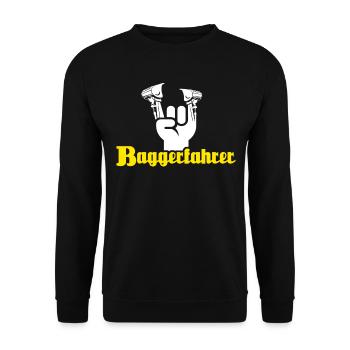 Baggerführer Baggerfahrer - Unisex Pullover - Schwarz - Vorne - Alina (178cm) & Michal (187cm)