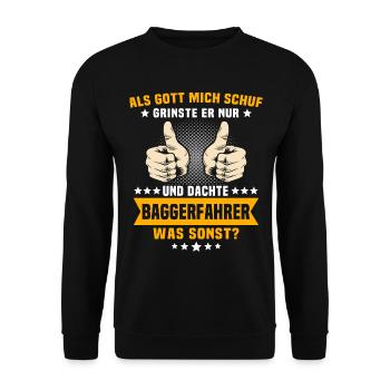 Baggerführer Gott Baggerfahrer - Unisex Pullover - Schwarz - Vorne - Alina (178cm) & Michal (187cm)