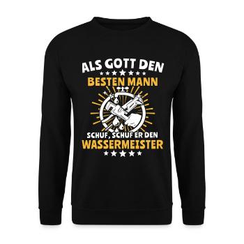 Wassermeister Wasserwerk - Unisex Pullover - Schwarz - Vorne - Alina (178cm) & Michal (187cm)
