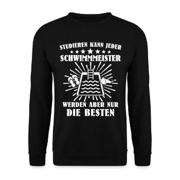 Schwimmmeister Sprüche - Unisex Pullover - Schwarz - Vorne - Alina (178cm) & Michal (187cm)