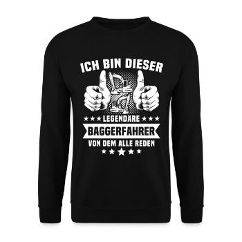 Baggerführer Bagger Baggerfahrer - Unisex Pullover - Schwarz - Vorne - Alina (178cm) & Michal (187cm)