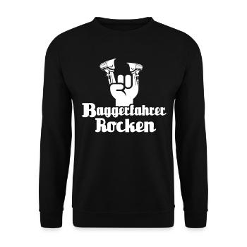 Baggerführer Bagger Baggerfahrer - Unisex Pullover - Schwarz - Vorne - Alina (178cm) & Michal (187cm)