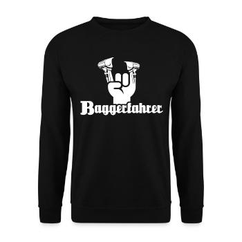Baggerführer Bagger Baggerfahrer - Unisex Pullover - Schwarz - Vorne - Alina (178cm) & Michal (187cm)