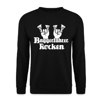 Baggerführer Bagger Baggerfahrer - Unisex Pullover - Schwarz - Vorne - Alina (178cm) & Michal (187cm)