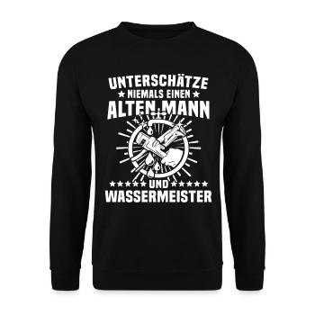 Wassermeister Sprüche - Unisex Pullover - Schwarz - Vorne - Alina (178cm) & Michal (187cm)