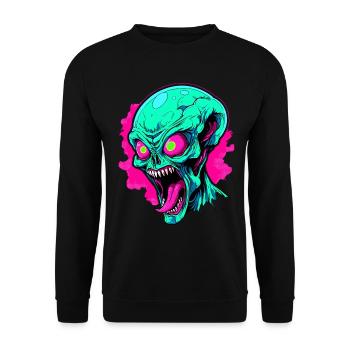 Wütende Alien-Invasion - Unisex Pullover - Schwarz - Vorne - Alina (178cm) & Michal (187cm)