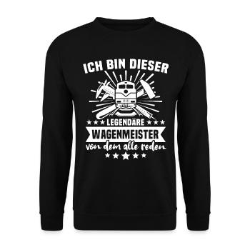 Wagenmeister Legende - Unisex Pullover - Schwarz - Vorne - Alina (178cm) & Michal (187cm)