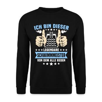 Schwimmmeister Bademeister - Unisex Pullover - Schwarz - Vorne - Alina (178cm) & Michal (187cm)