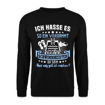 Schwimmmeister - Unisex Pullover - Schwarz - Vorne - Alina (178cm) & Michal (187cm)