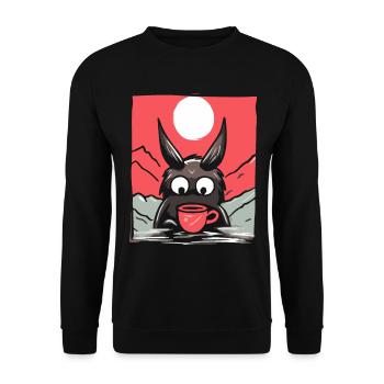 Japanese Red Sun: A Coffee Bunny - Unisex Sweatshirt - black - Front - Alina (178cm) & Michal (187cm)