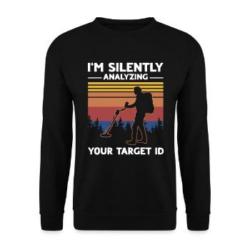 Dirt Fishing Treasure Metal Detecting - Unisex Pullover - Schwarz - Vorne - Alina (178cm) & Michal (187cm)