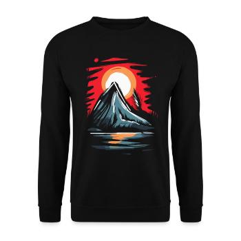 Japans Rote Sonne: Ein Berg-Gipfel - Unisex Pullover - Schwarz - Vorne - Alina (178cm) & Michal (187cm)