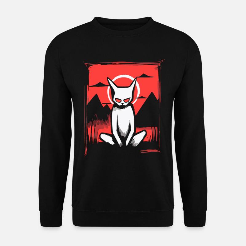 Japans rote Sonne: Die Yoga-Katze - Unisex Pullover - Schwarz