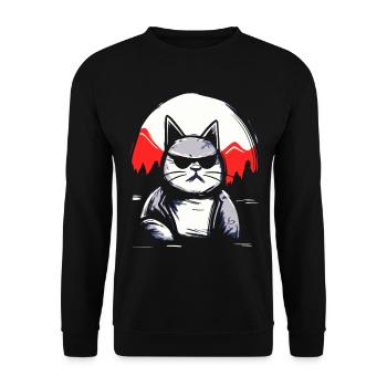 Japanese Red Sun: Cool Sunglasses Cat - Unisex Sweatshirt - black - Front - Alina (178cm) & Michal (187cm)