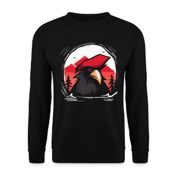 Soleil rouge japonais : Perroquet pirate cool - Sweat-shirt Unisexe - noir - Devant - Alina (178cm) & Michal (187cm)