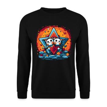 Zwei liebevolle Bären - Unisex Pullover - Schwarz - Vorne - Alina (178cm) & Michal (187cm)