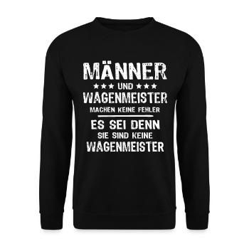 Wagenmeister Männer Zugtechniker - Unisex Pullover - Schwarz - Vorne - Alina (178cm) & Michal (187cm)