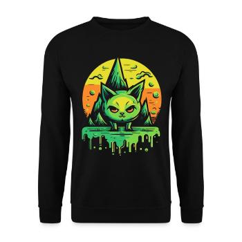 La nature, les montagnes et un chat vif - Sweat-shirt Unisexe - noir - Devant - Alina (178cm) & Michal (187cm)