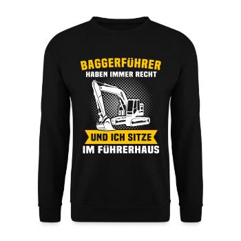 Baggerfahrer - Unisex Pullover - Schwarz - Vorne - Alina (178cm) & Michal (187cm)