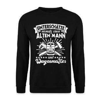 Wagenmeister Eisenbahn Zugtechniker - Unisex Pullover - Schwarz - Vorne - Alina (178cm) & Michal (187cm)