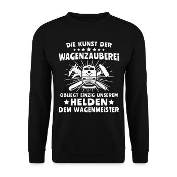 Wagenmeister Eisenbahn Zugtechniker - Unisex Pullover - Schwarz - Vorne - Alina (178cm) & Michal (187cm)