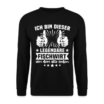 Fischwirt Legende - Unisex Pullover - Schwarz - Vorne - Alina (178cm) & Michal (187cm)