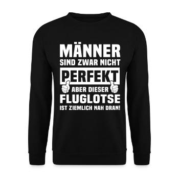 Fluglotse - Unisex Pullover - Schwarz - Vorne - Alina (178cm) & Michal (187cm)