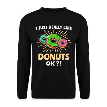 Donut Doughnut - Unisex Pullover - Schwarz - Vorne - Alina (178cm) & Michal (187cm)