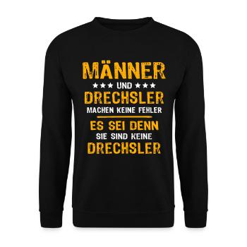 Drechsler Spruch - Unisex Pullover - Schwarz - Vorne - Alina (178cm) & Michal (187cm)