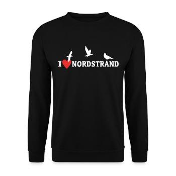 I Love Nordstrand Ich Liebe Nordstrand - Unisex Pullover - Schwarz - Vorne - Alina (178cm) & Michal (187cm)