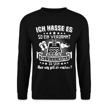 Schwimmmeister - Unisex Pullover - Schwarz - Vorne - Alina (178cm) & Michal (187cm)