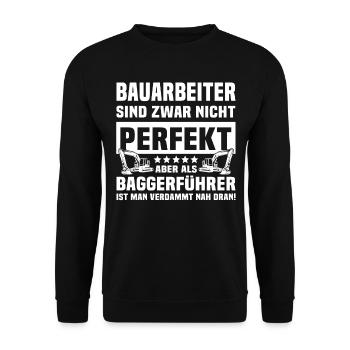 Baggerführer Baggerfahrer - Unisex Pullover - Schwarz - Vorne - Alina (178cm) & Michal (187cm)