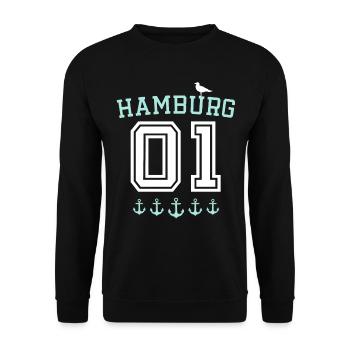 Hamburg Spruch - Unisex Pullover - Schwarz - Vorne - Alina (178cm) & Michal (187cm)