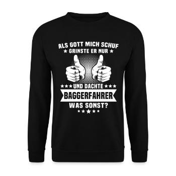 Baggerführer Baggerfahrer - Unisex Pullover - Schwarz - Vorne - Alina (178cm) & Michal (187cm)