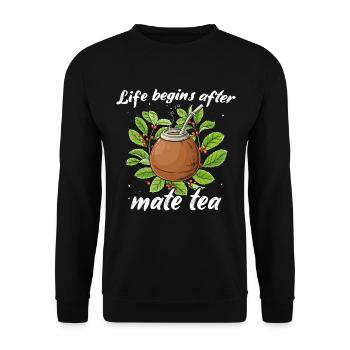 Buveurs de thé Yerba mate - Sweat-shirt Unisexe - noir - Devant - Alina (178cm) & Michal (187cm)