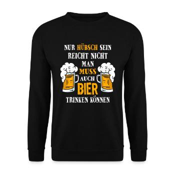 Bier Bierliebhaber Bierkrug Spruch - Unisex Pullover - Schwarz - Vorne - Alina (178cm) & Michal (187cm)