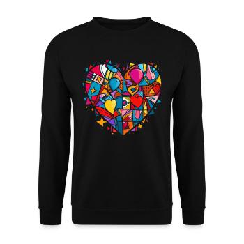Ein Herz in einem Herz der Liebe - Unisex Pullover - Schwarz - Vorne - Alina (178cm) & Michal (187cm)