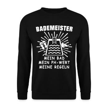 Schwimmmeister Bademeister - Unisex Pullover - Schwarz - Vorne - Alina (178cm) & Michal (187cm)