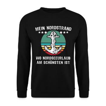 Nordstrand Urlaub - Unisex Pullover - Schwarz - Vorne - Alina (178cm) & Michal (187cm)