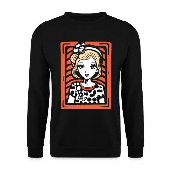 The Charming Anime Dot Dress Girl - Unisex Sweatshirt - black - Front - Alina (178cm) & Michal (187cm)