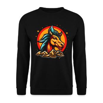 Das Pferd ist der Star - Unisex Pullover - Schwarz - Vorne - Alina (178cm) & Michal (187cm)