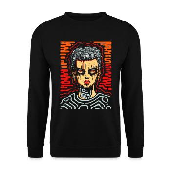 Punk lebt und ist weiblich - Unisex Pullover - Schwarz - Vorne - Alina (178cm) & Michal (187cm)
