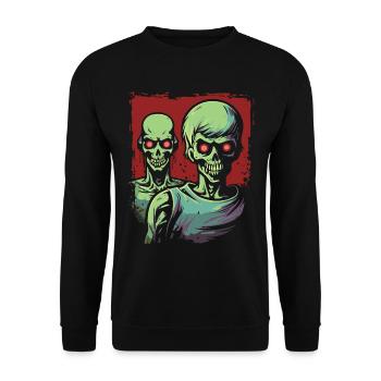 La nuit est à nous : des zombies squelettes cool - Sweat-shirt Unisexe - noir - Devant - Alina (178cm) & Michal (187cm)
