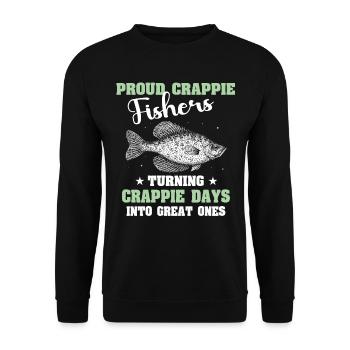 Crappie Sonnenbarsch Angler - Unisex Pullover - Schwarz - Vorne - Alina (178cm) & Michal (187cm)