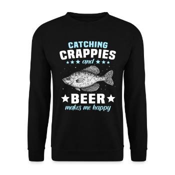 Barsch Crappie Fishing - Unisex Pullover - Schwarz - Vorne - Alina (178cm) & Michal (187cm)