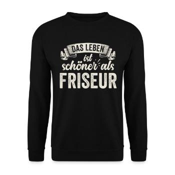 Lustige Friseur Frisör Haare Stylist Salon - Unisex Pullover - Schwarz - Vorne - Alina (178cm) & Michal (187cm)