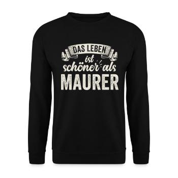 Maurer Bauarbeiter Baustell Ziegelstein Handwerker - Unisex Pullover - Schwarz - Vorne - Alina (178cm) & Michal (187cm)