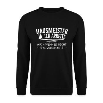 Hausmeister Hausverwalterin Lustige Arbeiter - Unisex Pullover - Schwarz - Vorne - Alina (178cm) & Michal (187cm)